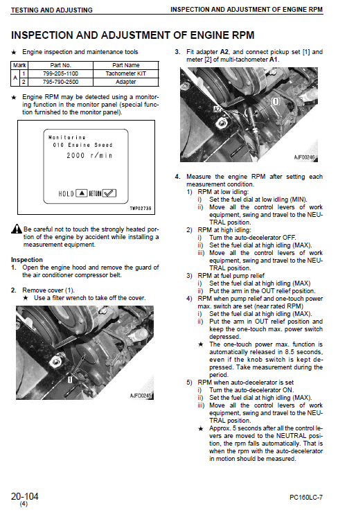 Komatsu Pc160lc-7 Excavator Service Manual