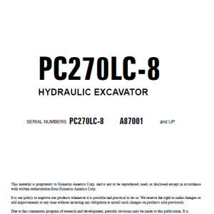 Komatsu Pc350-8, Pc350lc-8, Pc350hd-8 Excavator Service Manual