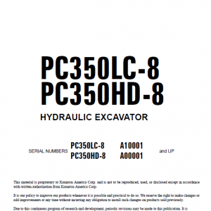 Komatsu Pc400-8, Pc400lc-8 Excavator Service Manual