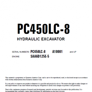 Komatsu Pc450-8, Pc450lc-8 Excavator Service Manual