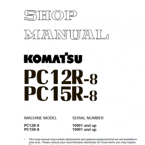 Komatsu Pc12r-8, Pc15r-8 Excavator Service Manual