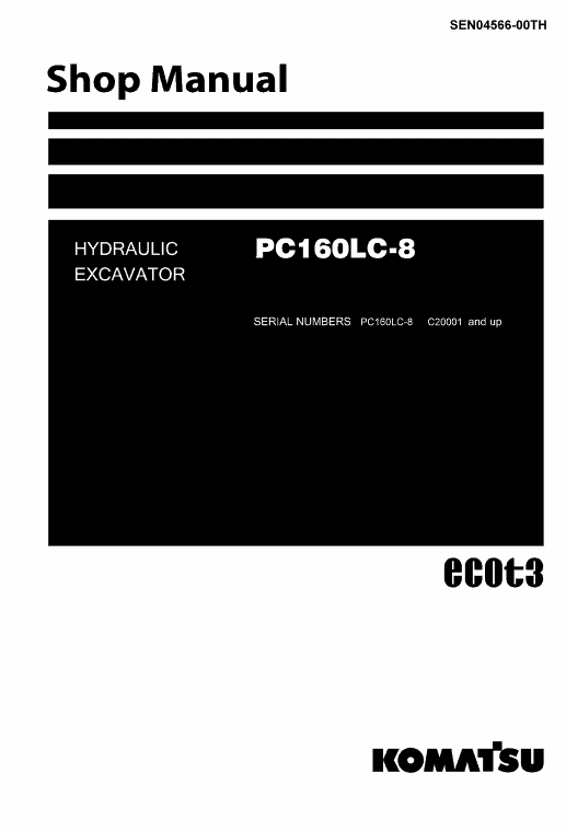 Komatsu Pc160lc-8, Pc190lc-8, Pc190nlc-8 Excavator Service Manual