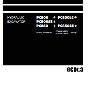 Komatsu Pc800-8, Pc800lc-8, Pc850-8, Pc850lc-8 Excavator Manual