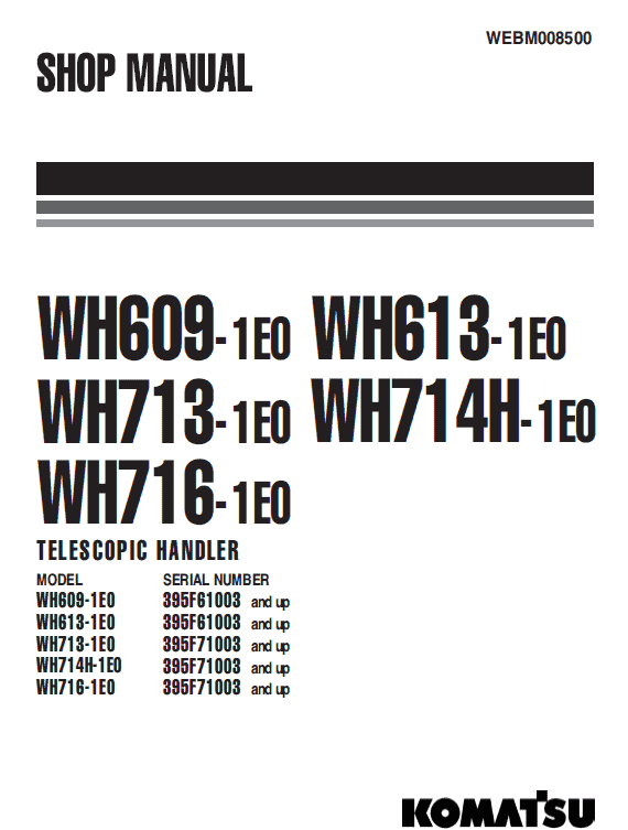 Komatsu Wh609-1, Wh613-1 Telescopic Handler Service Manual