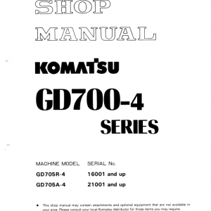 Komatsu Gd705a-4, Gd705r-4 Motor Grader Service Manual