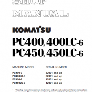 Komatsu Pc450-6, Pc450lc-6, Pc450-6k, Pc450lc-6k Excavator Manual