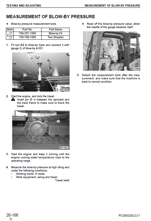 Komatsu Pc200-7, Pc200lc-7, Pc220-7, Pc220lc-7 Excavator Manual