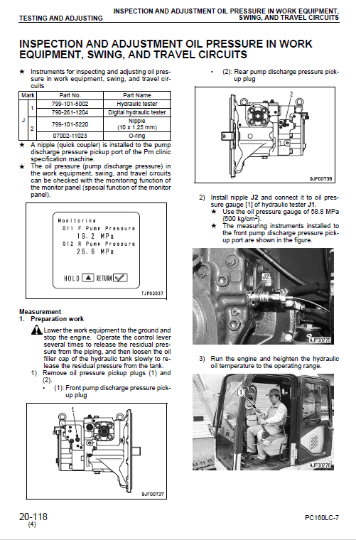 Komatsu Pc160lc-7 Excavator Service Manual