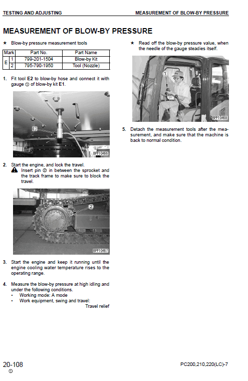 Komatsu Pc200-7, Pc200lc-7, Pc210-7, Pc210lc-7 Excavator Manual