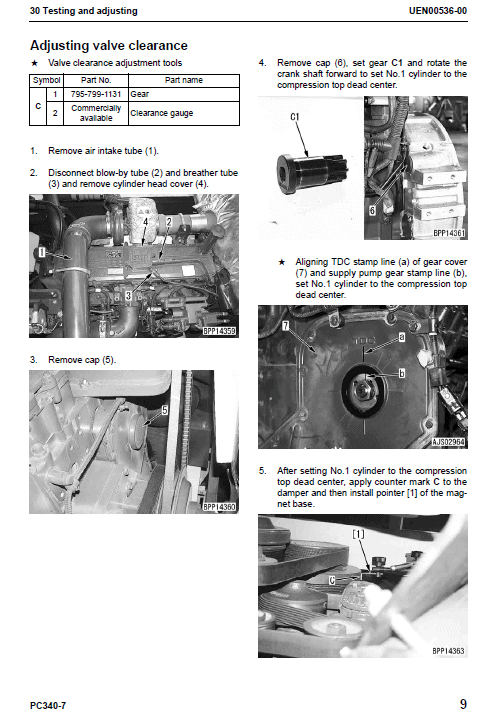 Komatsu Pc340lc-7e0, Pc340nlc-7e0 Excavator Service Manual