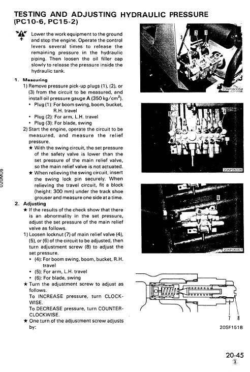 Komatsu Pc05-6, Pc07-1, Pc10-6, Pc15-2 Excavator Manual