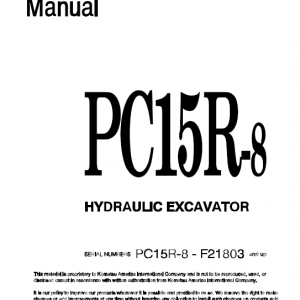 Komatsu Pc12r-8, Pc15r-8 Excavator Service Manual