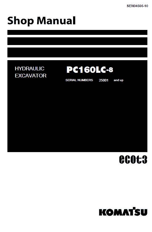 Komatsu Pc160lc-8, Pc190lc-8, Pc190nlc-8 Excavator Service Manual