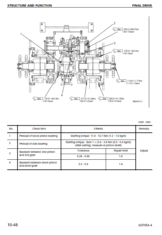 Komatsu Gd705a-4, Gd705r-4 Motor Grader Service Manual