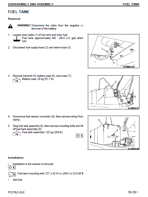 Komatsu Pc270lc-6le Excavator Service Manual