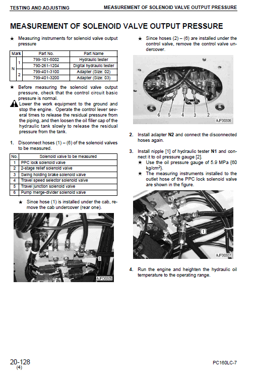 Komatsu Pc160lc-7 Excavator Service Manual