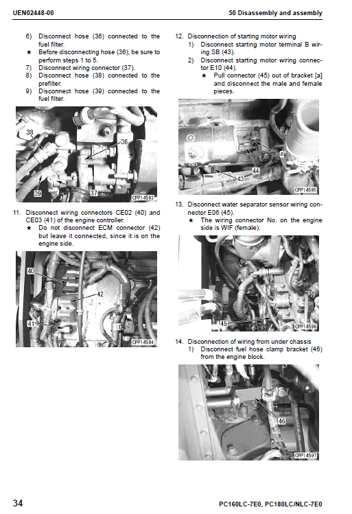 Komatsu Pc160lc-7e0, Pc180lc-7e0, Pc180nlc-7e0 Excavator Manual