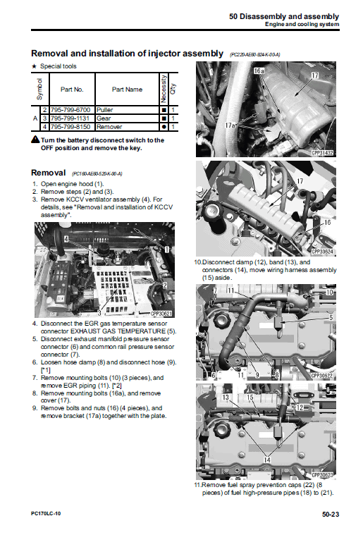 Komatsu Pc170lc-10 Excavator Service Manual