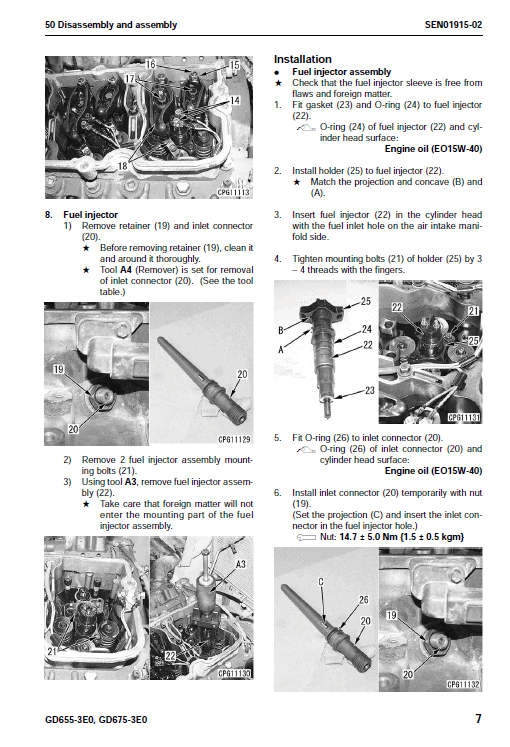 Komatsu Gd655-3e0, Gd675-3e0 Motor Grader Service Manual