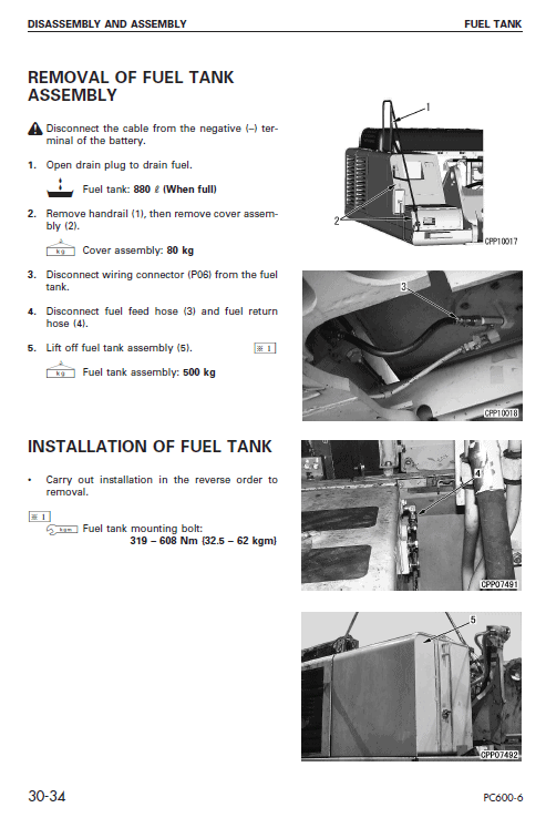 Komatsu Pc600-6, Pc600lc-6 Excavator Service Manual