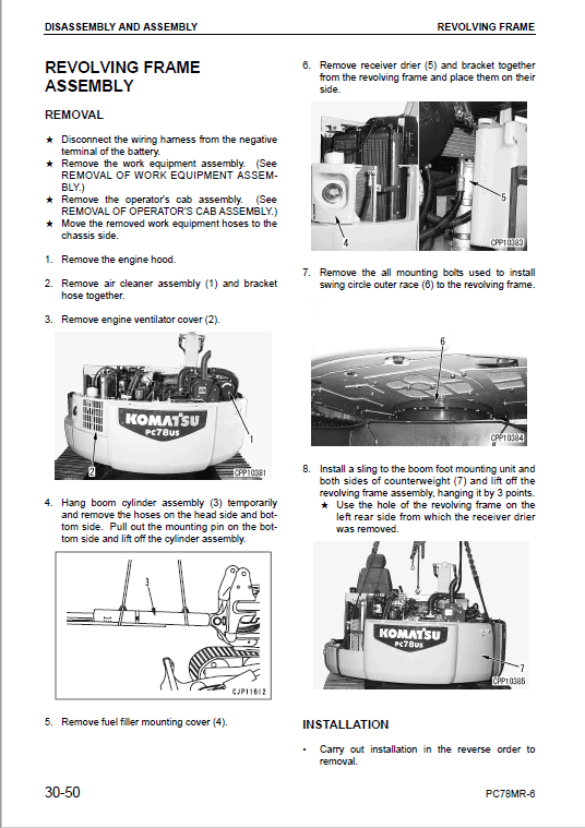 Komatsu Pc78mr-6 Excavator Service Manual