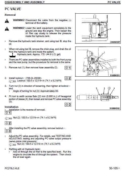 Komatsu Pc270lc-6le Excavator Service Manual