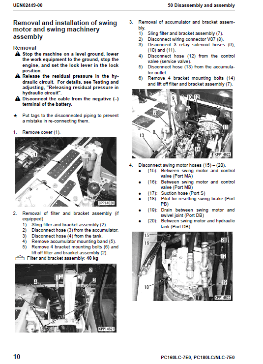 Komatsu Pc160lc-7e0, Pc180lc-7e0, Pc180nlc-7e0 Excavator Manual