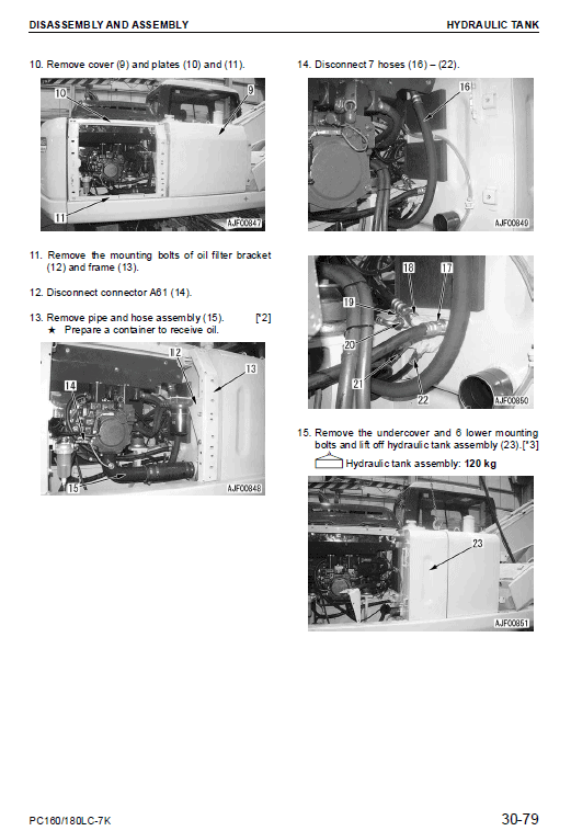 Komatsu Pc160lc-7k, Pc180lc-7k Excavator Service Manual