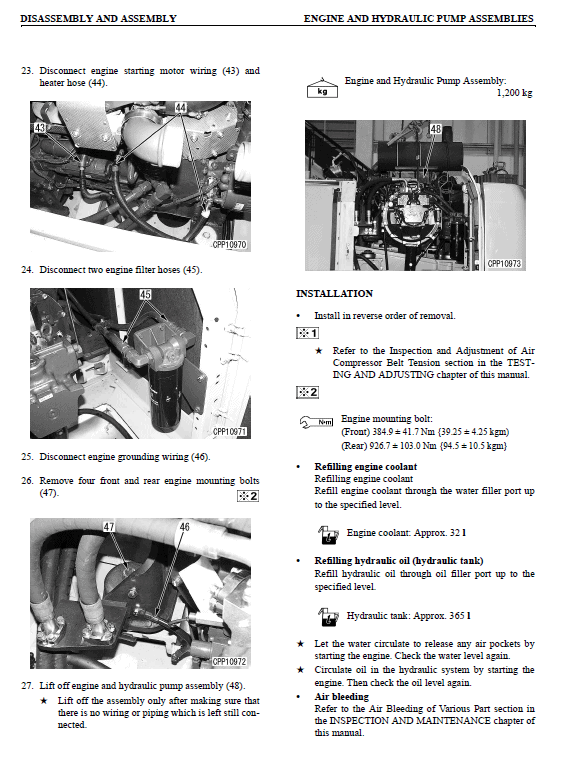 Komatsu Pc340c-7k, Pc340nlc-7k Excavator Service Manual