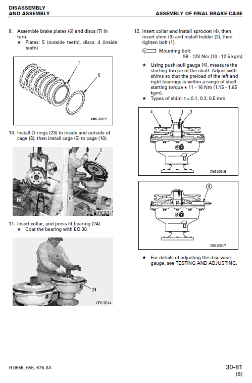 Komatsu Gd555-3a, Gd655-3a, Gd675-3a Grader Service Manual