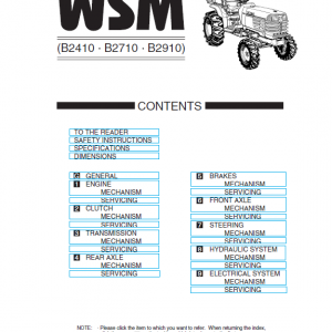 Kubota B2410, B2710, B2910, B7800hsd Tractor Service Manual