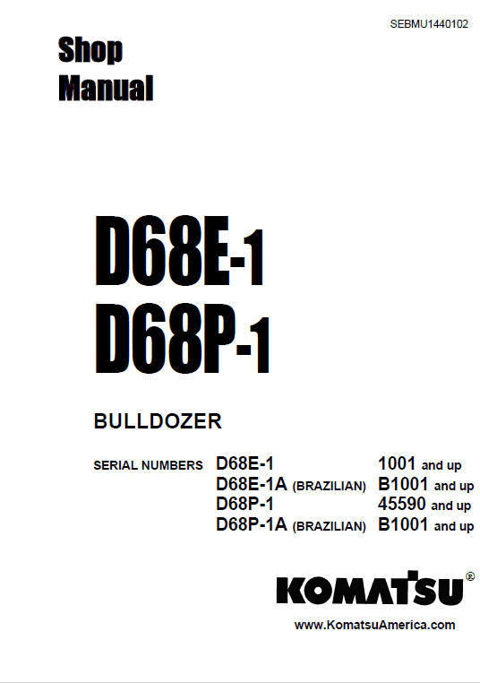 Komatsu D68e-1, D68p-1 Dozer Service Manual