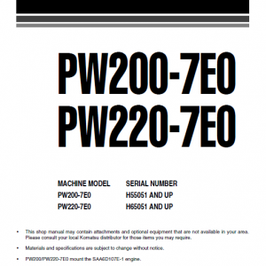 Komatsu Pw200-7 And Pw220-7 Excavator Service Manual