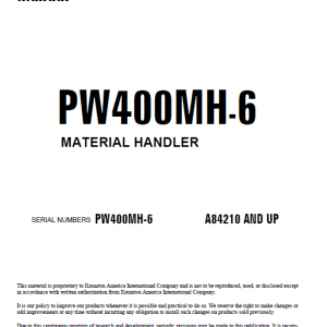 Komatsu Pw400mh-6 Excavator Service Manual