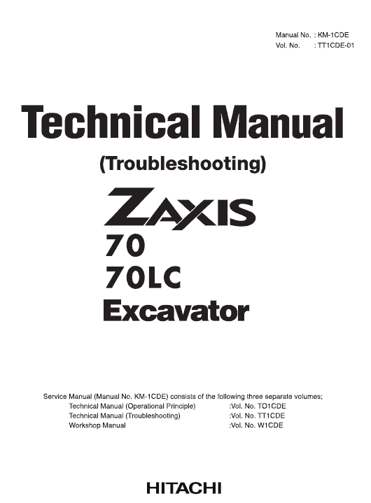 Hitachi Zx70 Excavator Service Manual