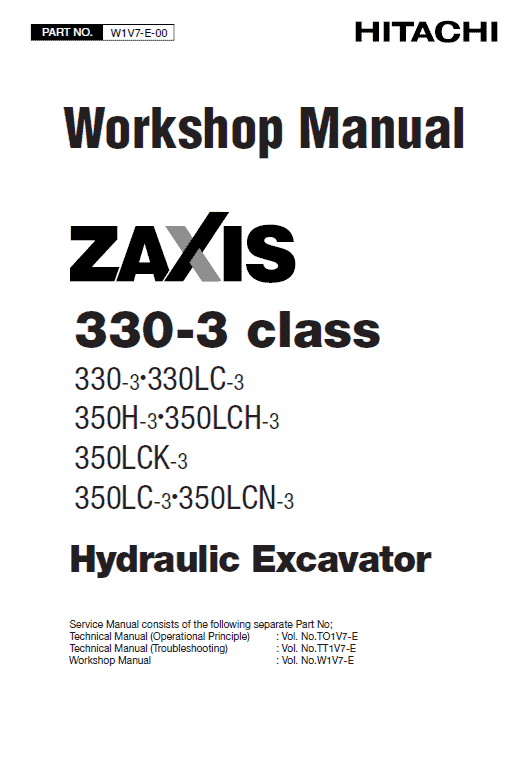 Hitachi Zx330-3, Zx330lc-3 Excavator Service Manual