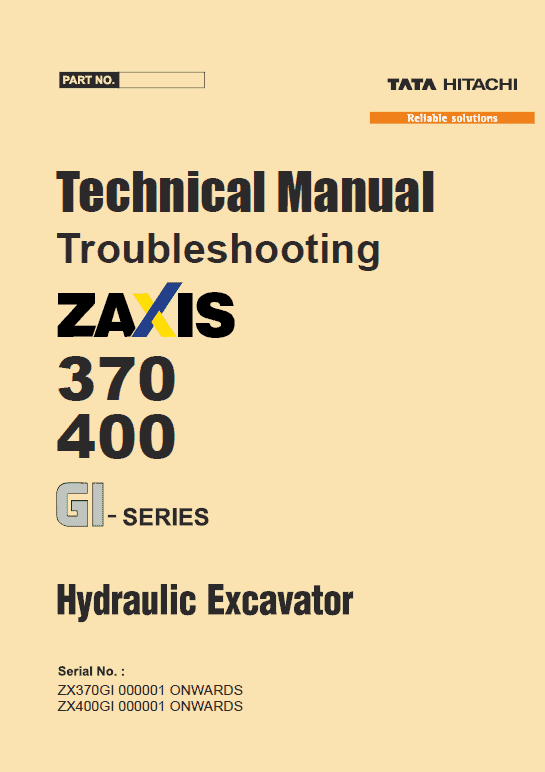 Hitachi Zx370gi, Zx400gi Excavator Service Manual