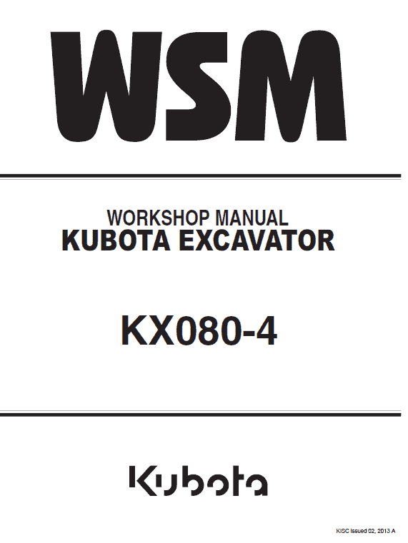 Kubota Kx080-4 Excavator Workshop Service Manual