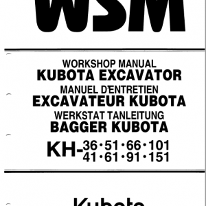 Kubota Kh66, Kh91, Kh101, Kh105 Excavator Workshop Manual