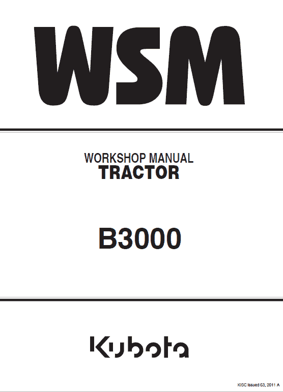 Kubota B3000 Tractor Workshop Service Manual