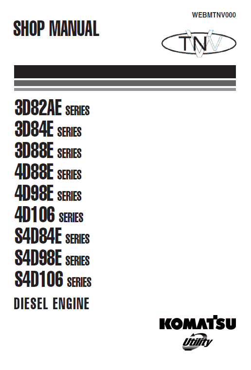 Komatsu 3d82ae, 3d84e, 3d88e Series Engine Manual