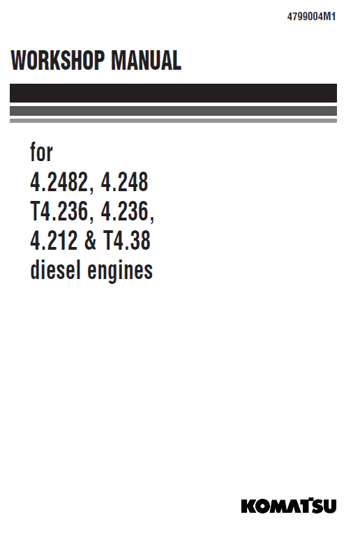 Komatsu 4.2482, 4.248, T4.236, 4.236, 4.212, T4.38 Engine Manual