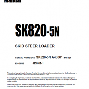 Komatsu Sk820-5n Skid-steer Loader Service Manual