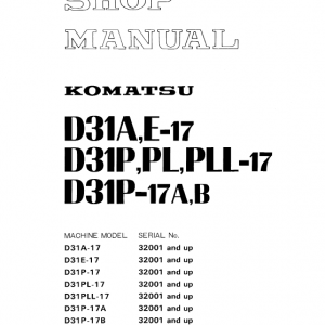 Komatsu D31a-17, D31e-17, D31p-17 Dozer Service Manual