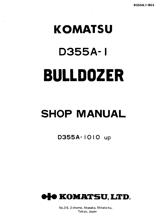 Komatsu D355-a1 Dozer Service Manual