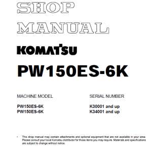 Komatsu Pw150es-6k Excavator Service Manual