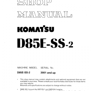 Komatsu D85ess-2, D85ess-2a Dozer Service Manual