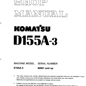 Komatsu D155a-3 Dozer Service Manual