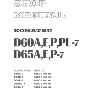 Komatsu D60a-7, D60e-7, D60p-7, D60pl-7 Dozer Service Manual