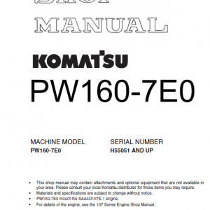 Komatsu Pw160-7 Excavator Service Manual